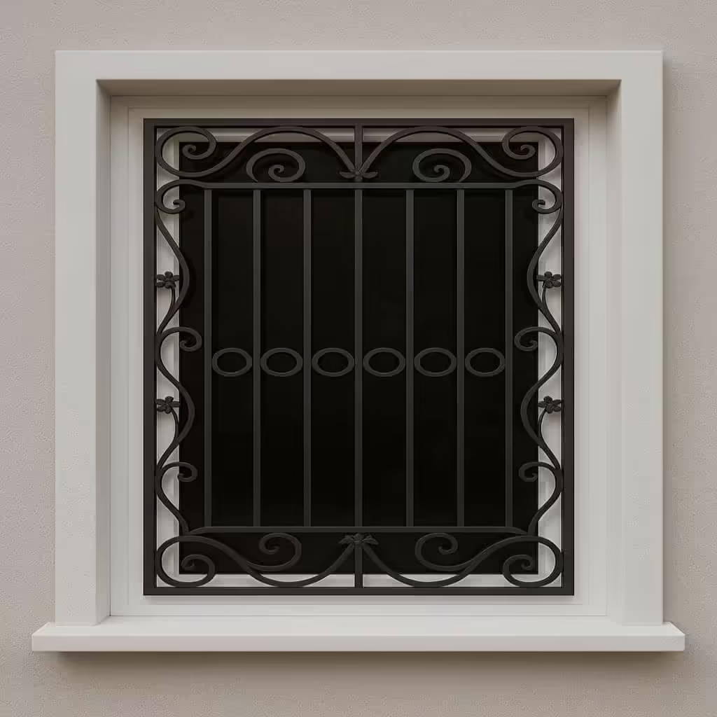 حفاظ پنجره مدل پیچک بهاری با طراحی پیچکی و گل‌برگ‌ها