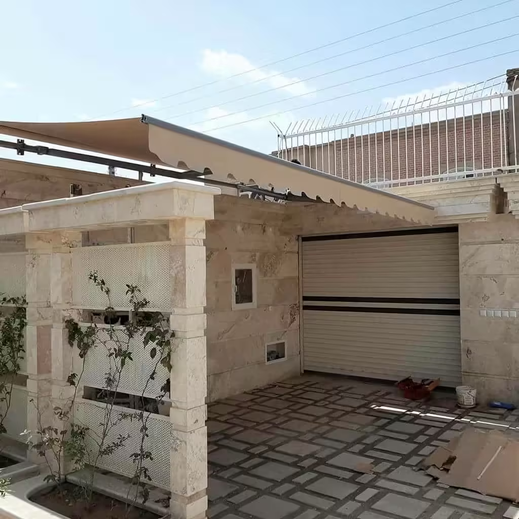 سایبان برقی اتوماتیک مغازه و پارکینگ 033 سایبان برقی ریلی