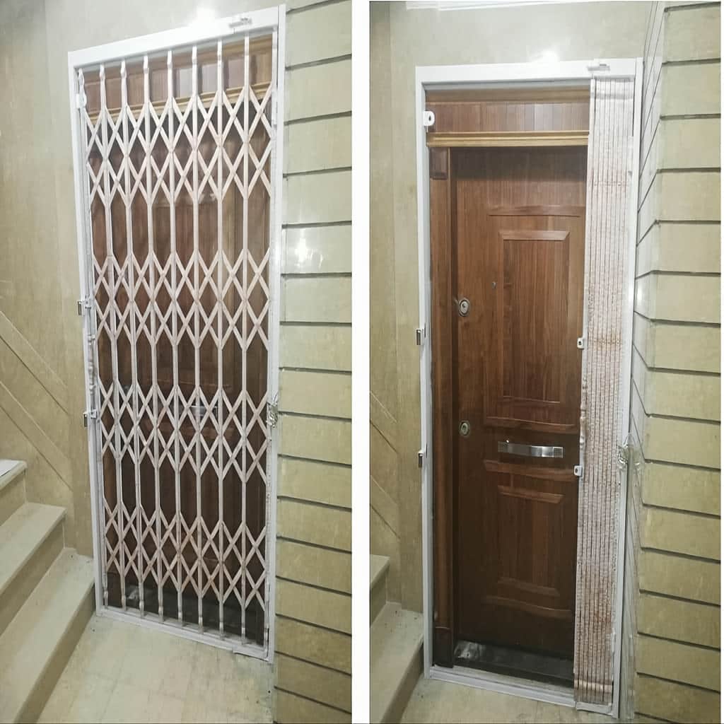 نصب درب آکاردئونی چهار گل لوزی روی چهارچوب موجود