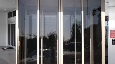 12 نمونه درب اتوماتیک شیشه ای لولایی سنسوردار