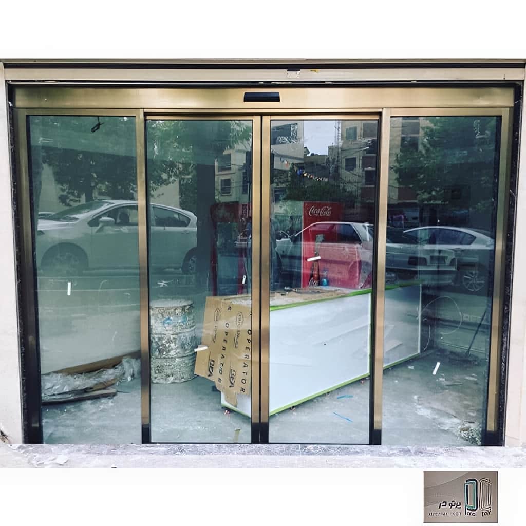 خرید درب اتوماتیک شیشه ای تلسکوپی عرض کم برای ورودی باریک