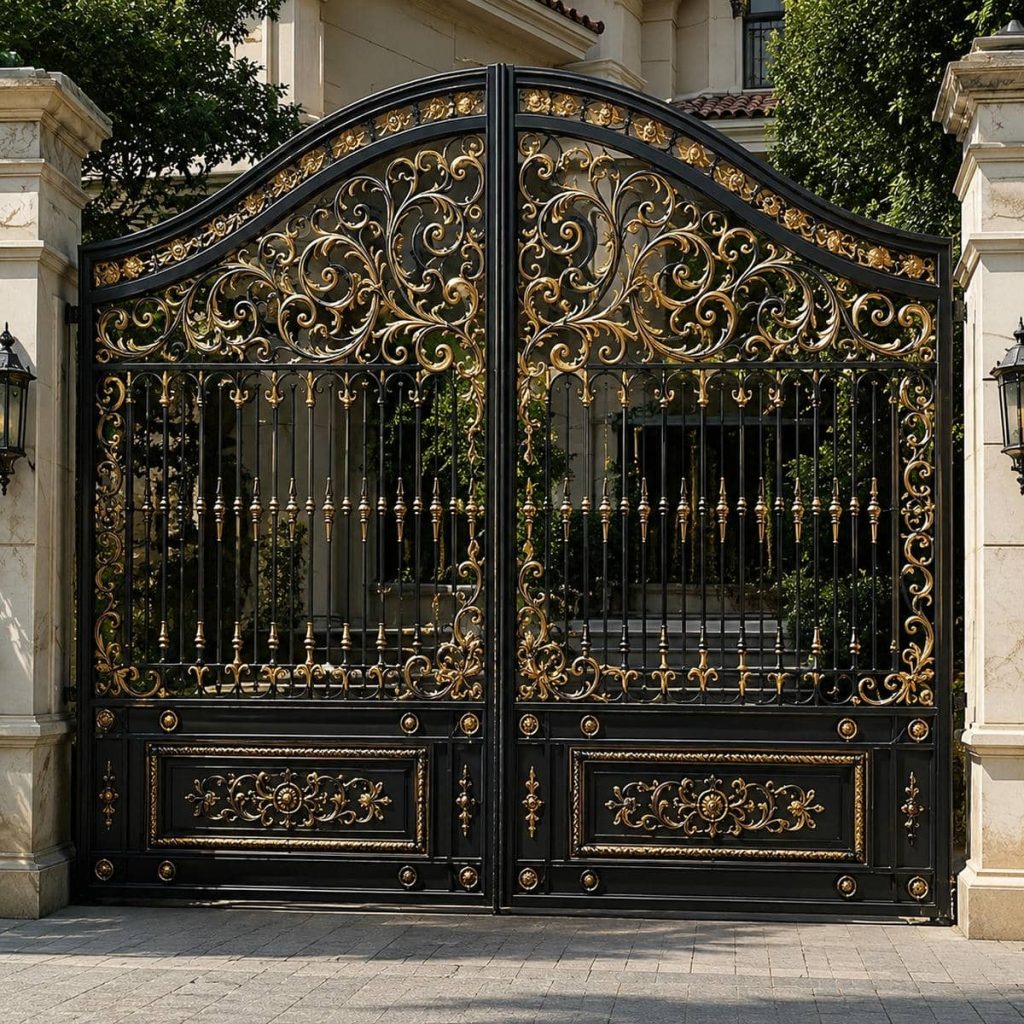 خدمات نصب درب حیاط ویلایی قوسی برای پروژه واقعی