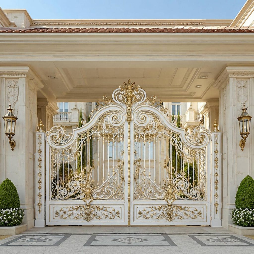 11 طرح درب ویلایی فرفورژه نمای رومی