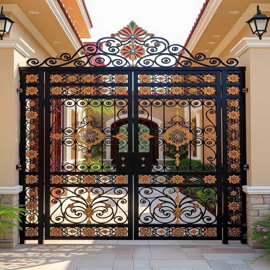 درب حیاط کتیبه دار مدرن برای نمای ساده