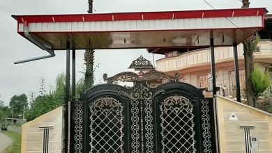 9 مدل درب پارکینگ فرفورژه نمای رومی