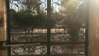 جک درب حیاط با طراحی هماهنگ ورودی ساختمان
