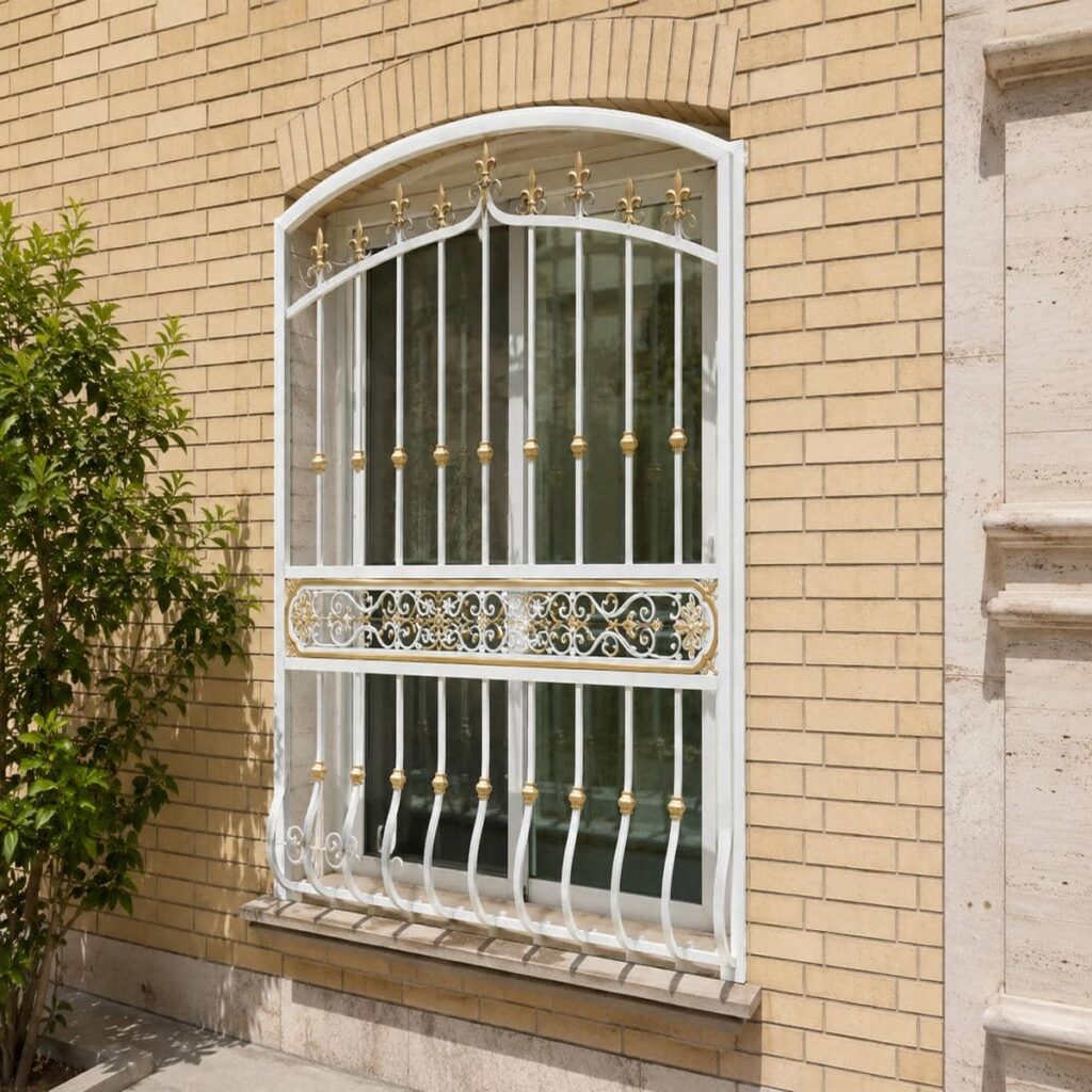 نرده پنجره آهنی مشکی ساختمان