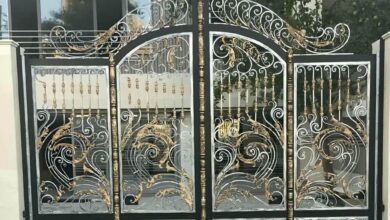 درب حیاط فلزی زاهدان با طراحی ورودی ساختمان