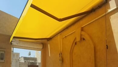 سایبان برقی بیرجند با پوشش مقاوم و مدل بازویی