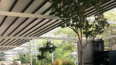 سایبان برقی تبریز مدل بازویی پارچه ای